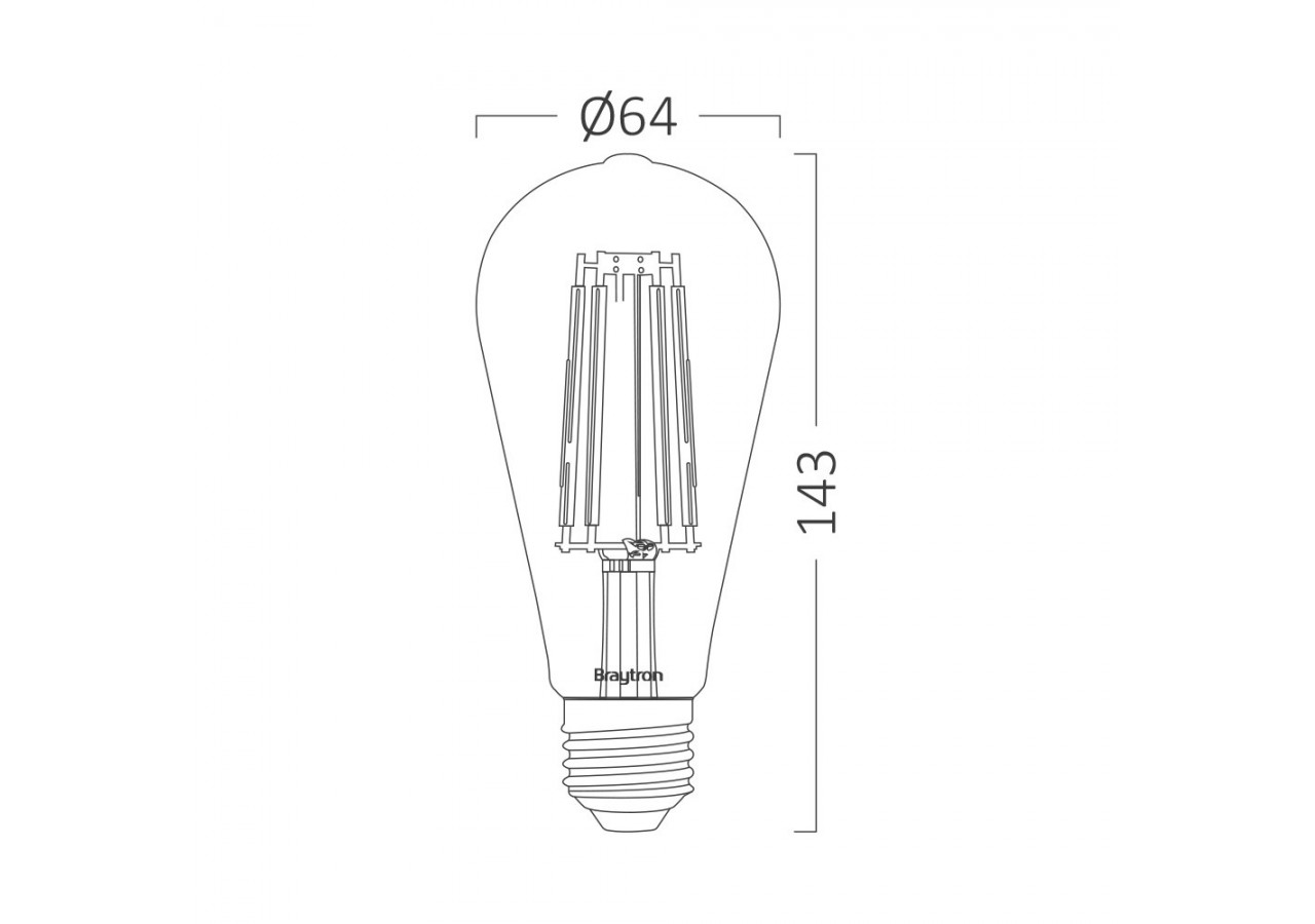 Ampoule filament décorative LED, E27, 540 lm, Ambre - BB46-00620 - Braytron