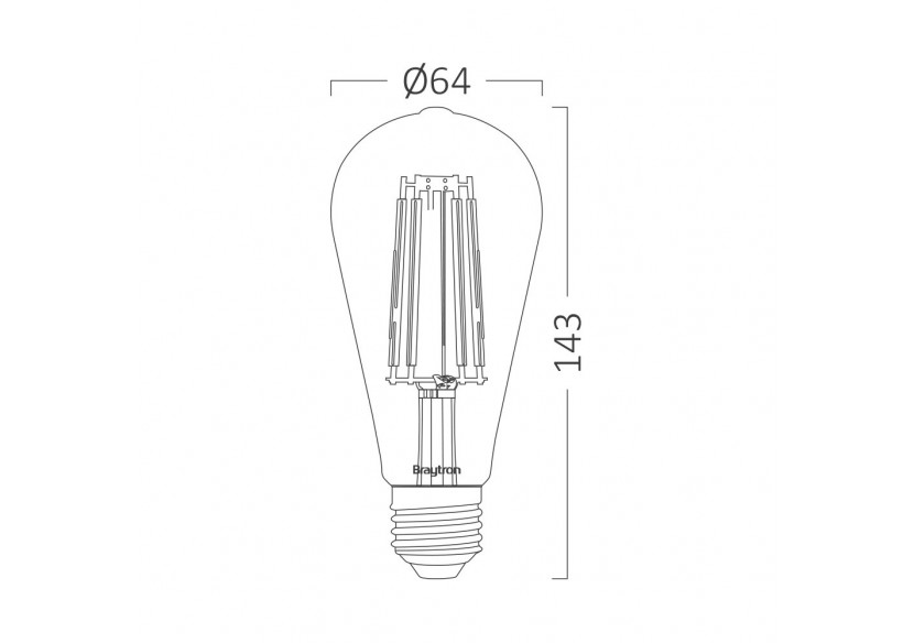 Ampoule filament décorative LED, E27, 540 lm, Ambre - BB46-00620 - Braytron