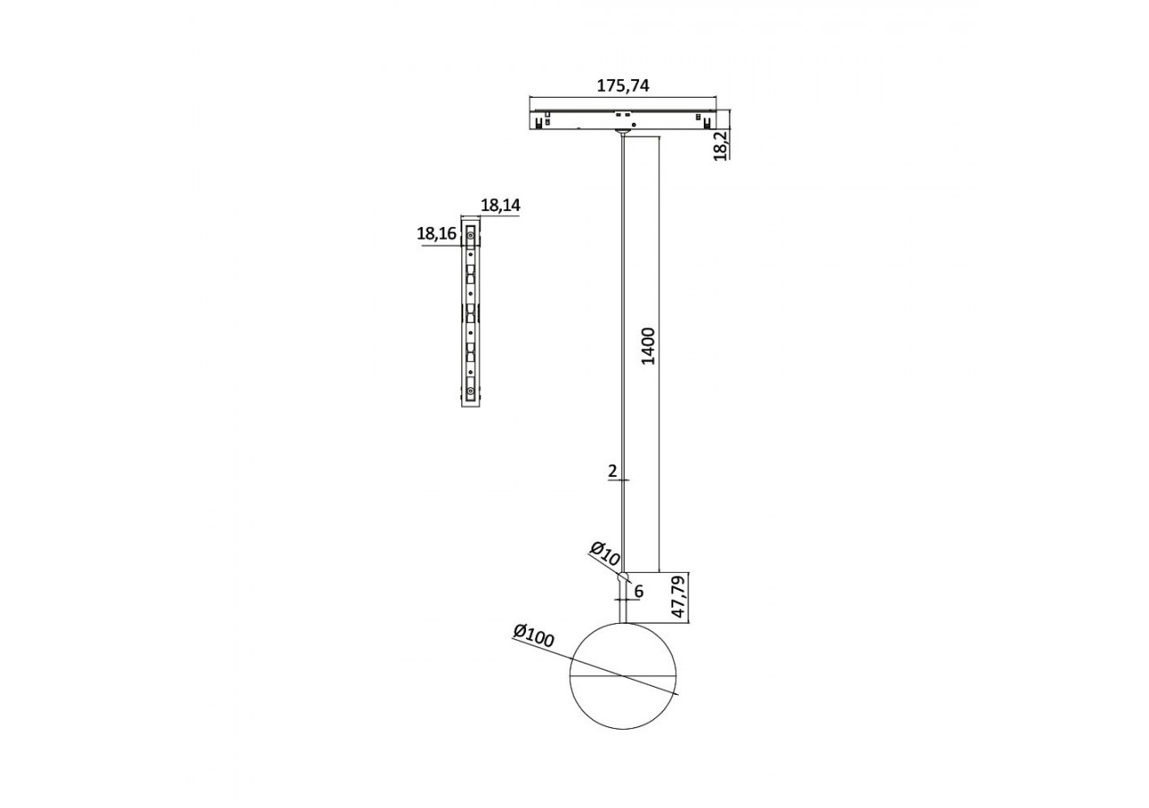Suspension pour rail magnétique LED Noire, 610 lm, Blanc Chaud - BD62-00401 - Braytron