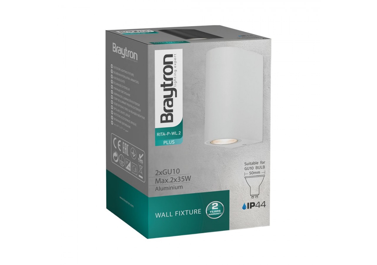 Éclairage mural 150mm Blanc, 2xGU10 - BG32-00220 - Braytron