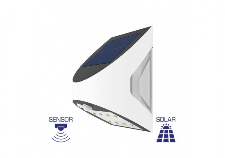 Éclairage mural solaire LED 130mm Blanc, 240 lm, Blanc froid - BG36-00130 - Braytron
