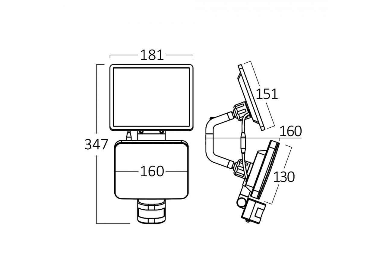 Éclairage mural solaire LED 347mm Noir, 1500 lm, Blanc neutre - BG36-00281 - Braytron