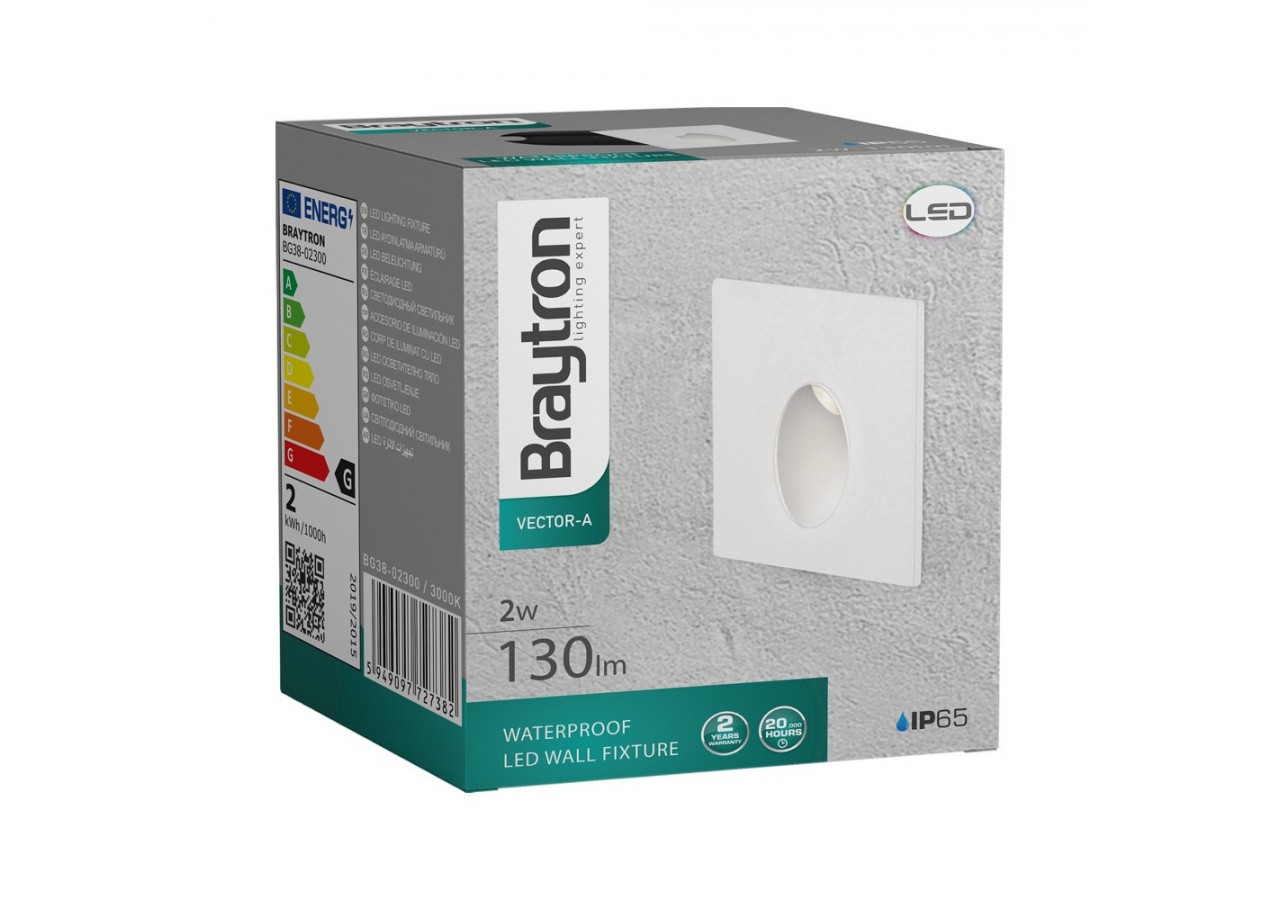 Éclairage mural LED 48mm Blanc, 240 lm, Blanc Chaud - BG38-02300 - Braytron