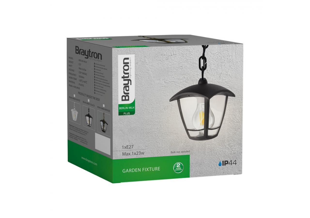 Éclairage mural 164mm Noir, E27 - BG44-00601 - Braytron