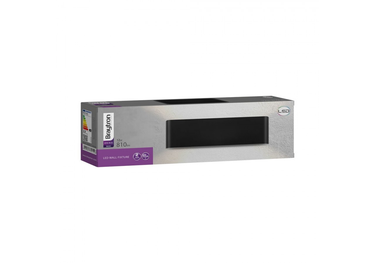 Éclairage mural LED 310mm Noir, 810 lm, Blanc Chaud - BH07-03301 - Braytron