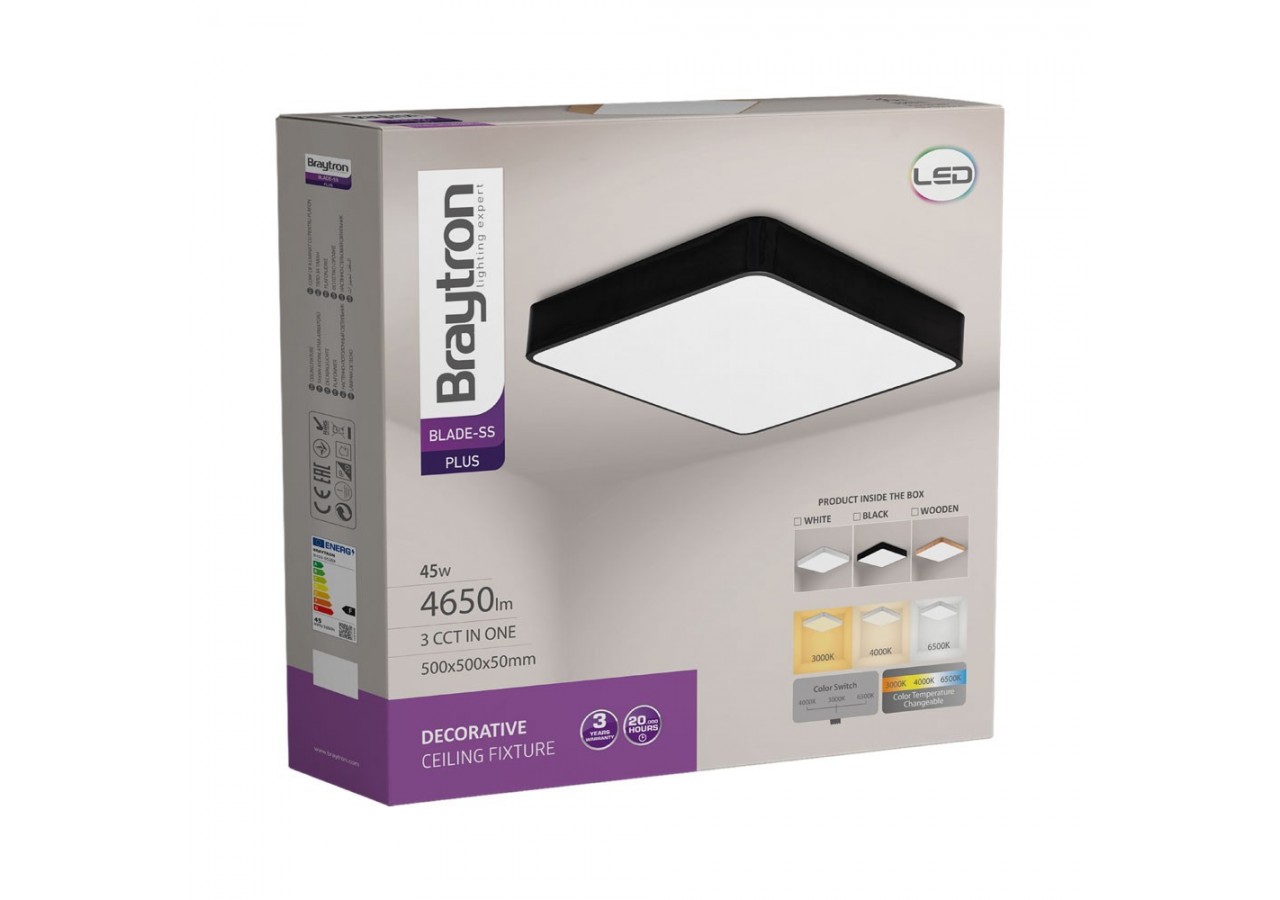 Plafonnier Blade LED 500mm Noir, 4650 lm - BH16-05291 - Braytron