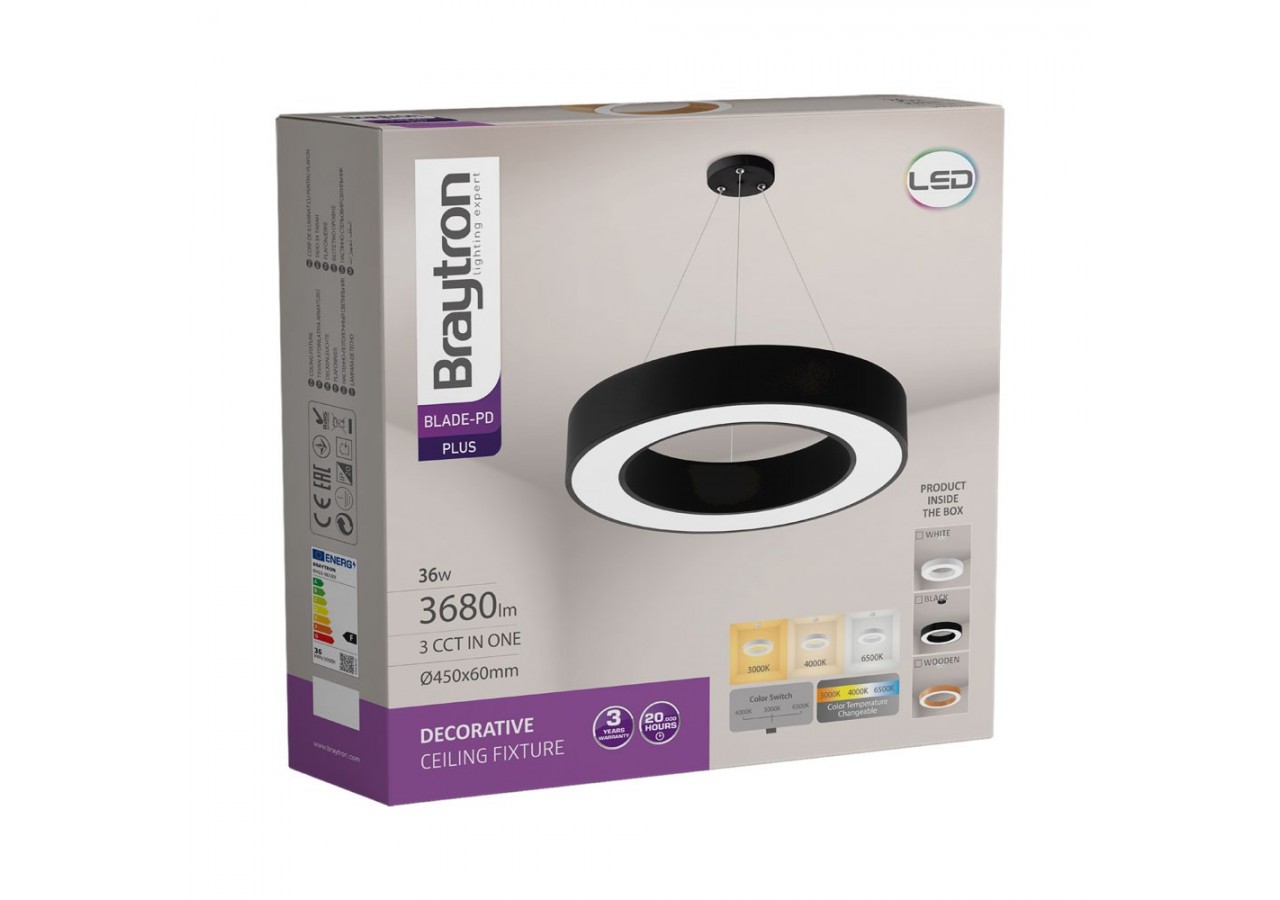 Suspension Blade LED Noire, 3680 lm - BH16-06181 - Braytron