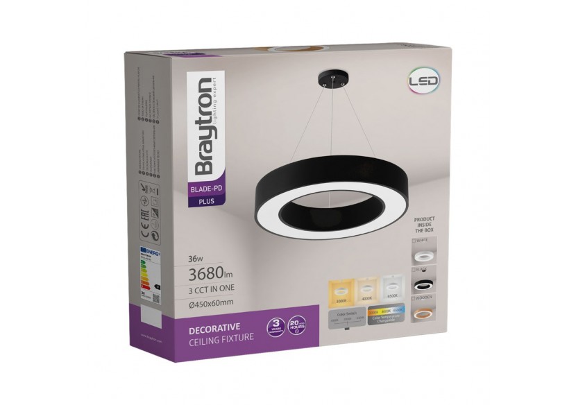 Suspension Blade LED Noire, 3680 lm - BH16-06181 - Braytron