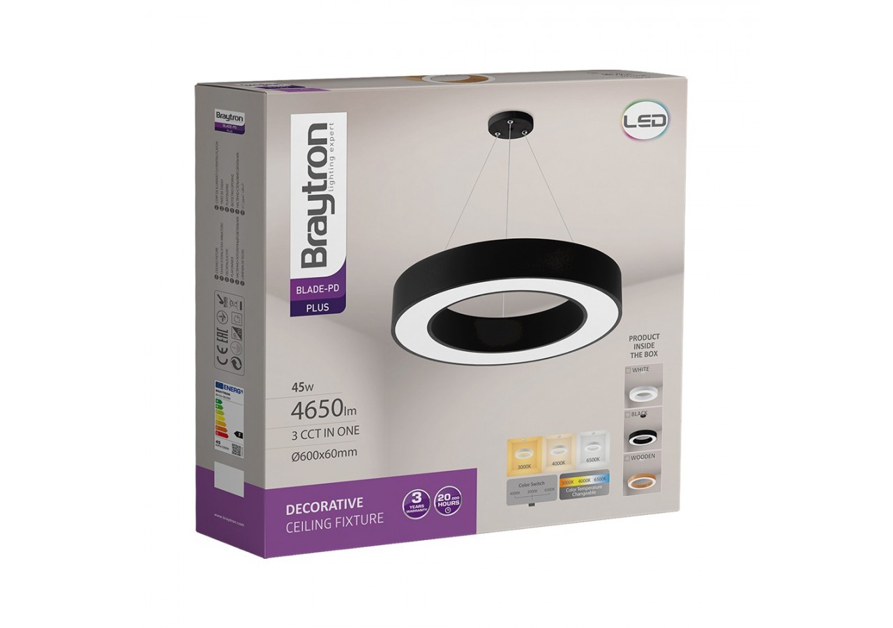 Suspension Blade LED Noire, 4650 lm - BH16-06281 - Braytron