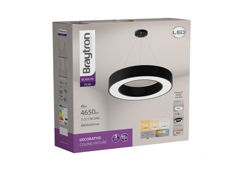 Suspension Blade LED Noire, 4650 lm - BH16-06291 - Braytron