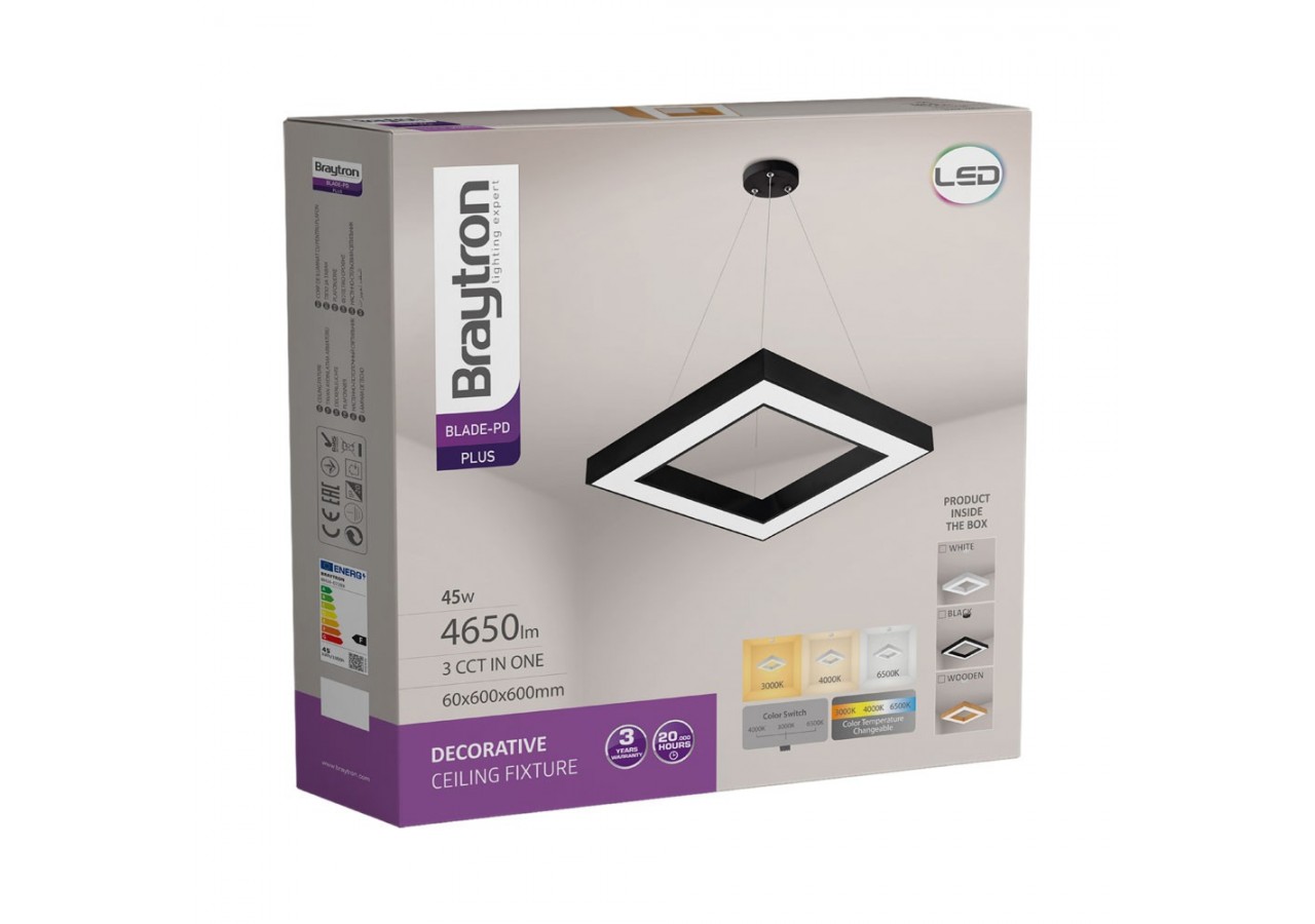 Suspension Blade LED 600mm Noire, 4650 lm - BH16-07281 - Braytron