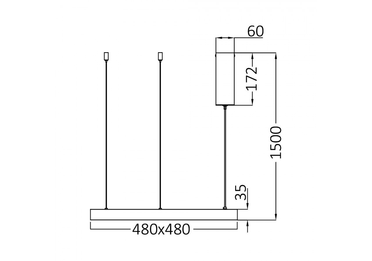 Suspension Bella LED 480mm Noire, 4260 lm - BH17-01781 - Braytron