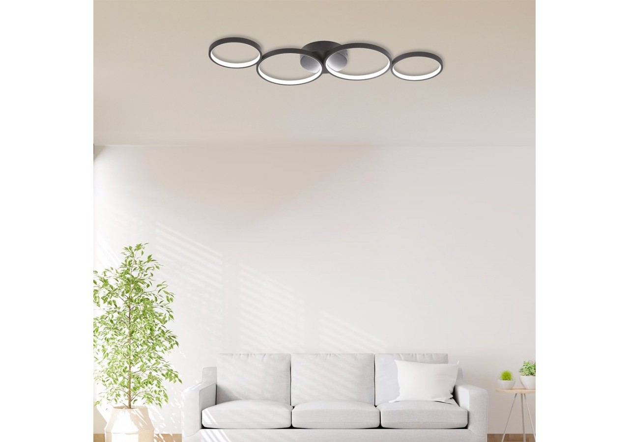 Plafonnier Nela LED 880mm Noir, 6050 lm - BH17-04091 - Braytron