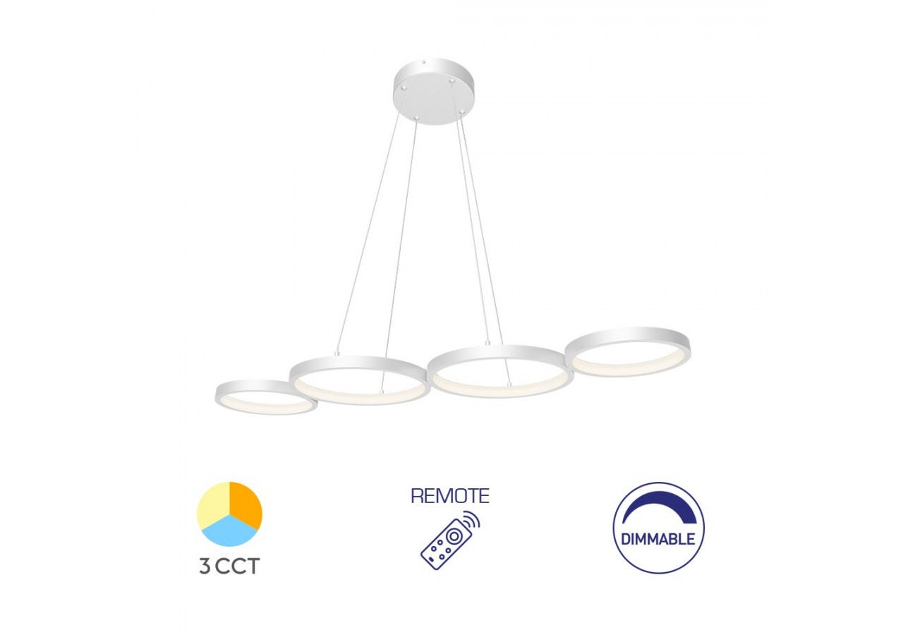 Suspension Nela LED 880mm Blanche, 6050 lm - BH17-04190 - Braytron