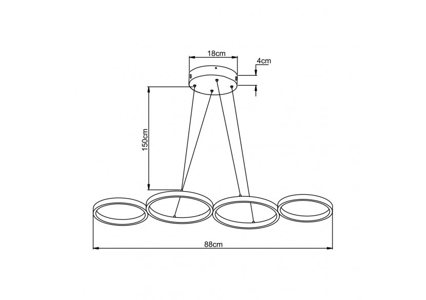 Suspension Nela LED 880mm Blanche, 6050 lm - BH17-04190 - Braytron