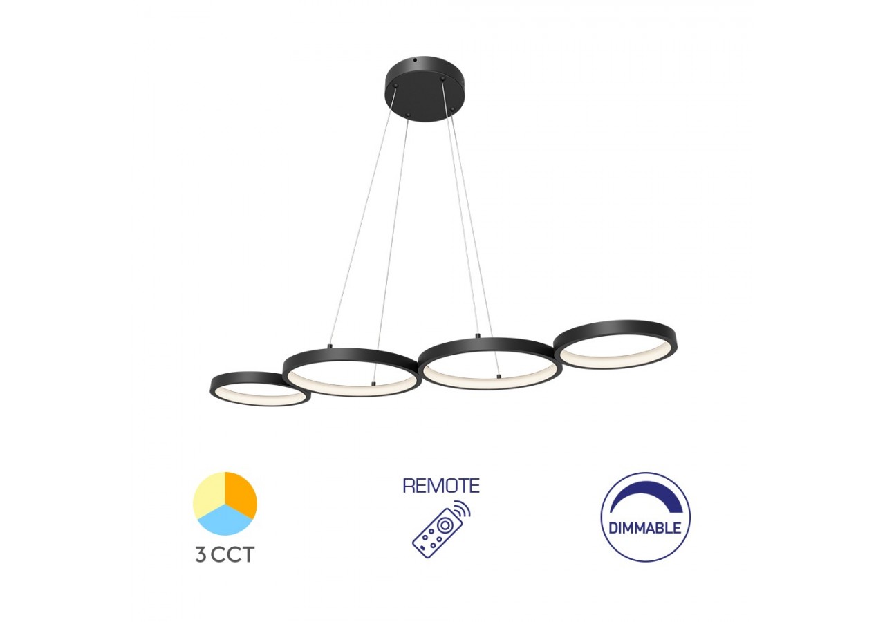 Suspension Nela LED 880mm Noire, 6050 lm - BH17-04191 - Braytron