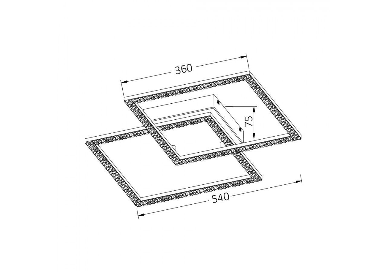 Plafonnier Crystal LED 540mm Noir, 6050 lm, Variation de blancs - BH17-04891 - Braytron