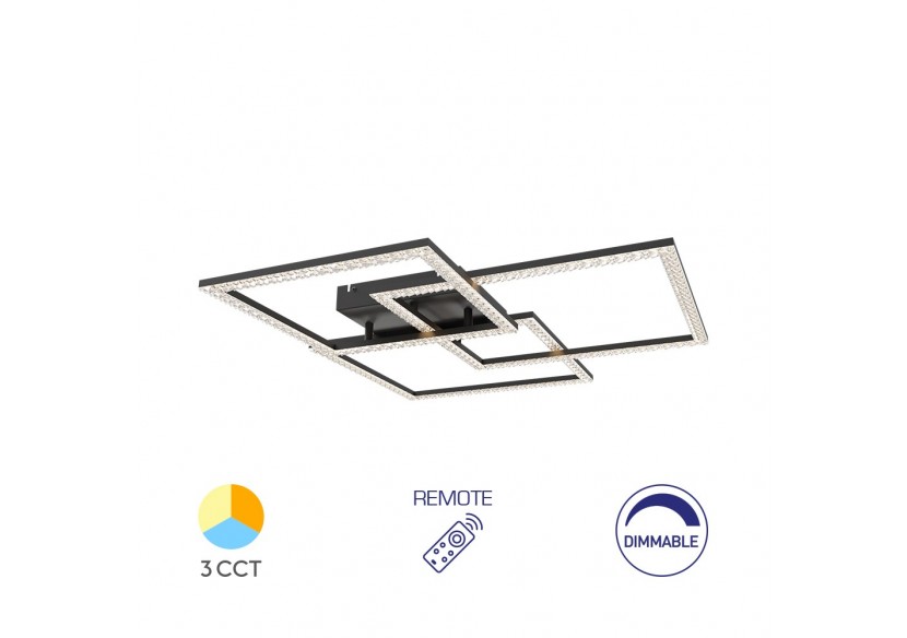 Plafonnier Crystal LED 756mm Noir, 8800 lm, Variation de blancs - BH17-04991 - Braytron