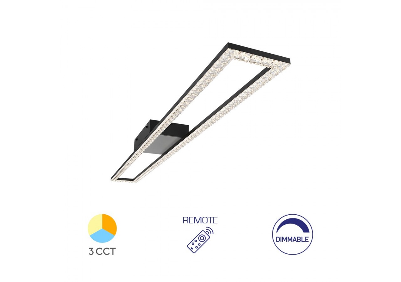 Plafonnier Crystal LED 1080mm Noir, 4400 lm, Variation de blancs - BH17-05091 - Braytron