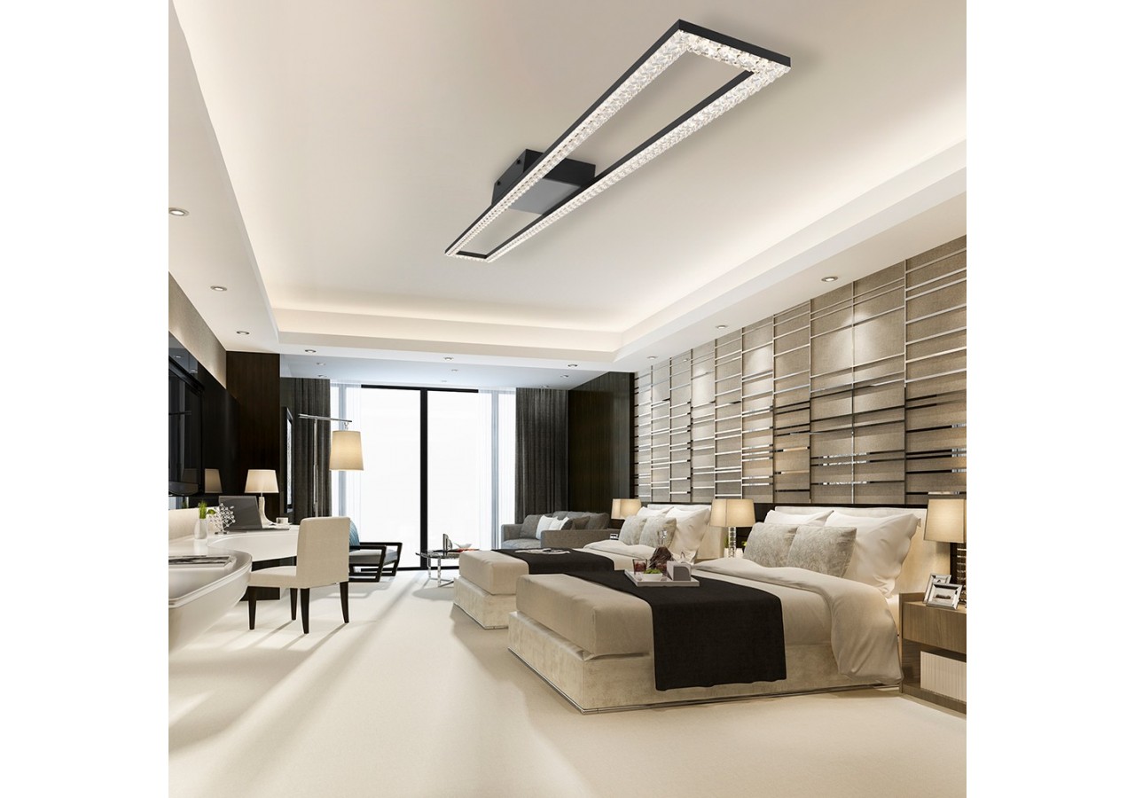 Plafonnier Crystal LED 1080mm Noir, 4400 lm, Variation de blancs - BH17-05091 - Braytron