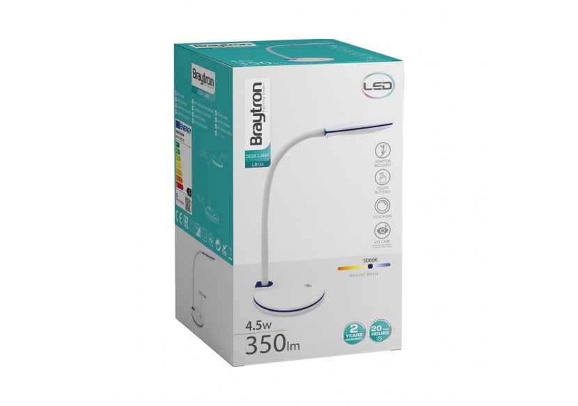 Lampe de bureau LED 132mm Blanche, 350 lm, Blanc froid - BK01-00516 - Braytron