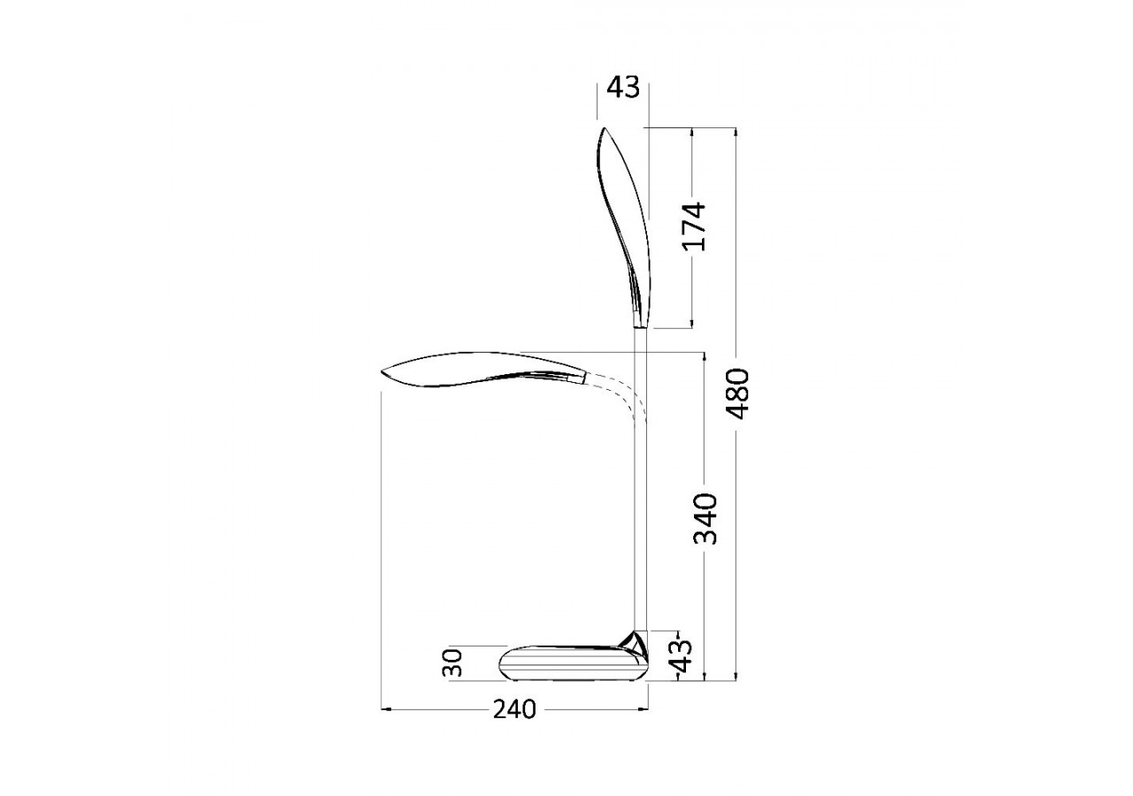 Lampe de bureau LED 130mm Blanche, 400 lm, Blanc froid - BK01-00710 - Braytron