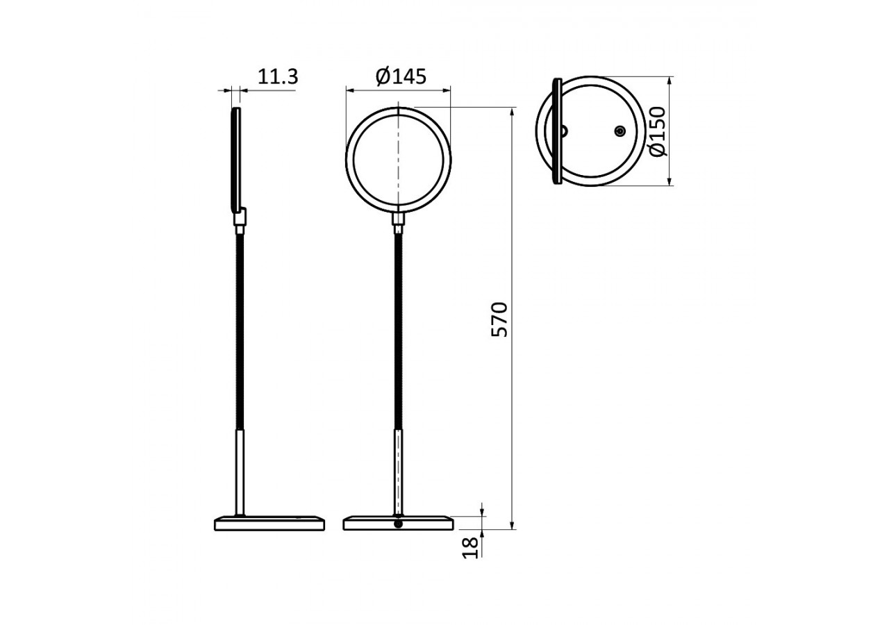 Lampe de bureau LED 150mm Blanche, 580 lm, Blanc froid - BK01-01310 - Braytron
