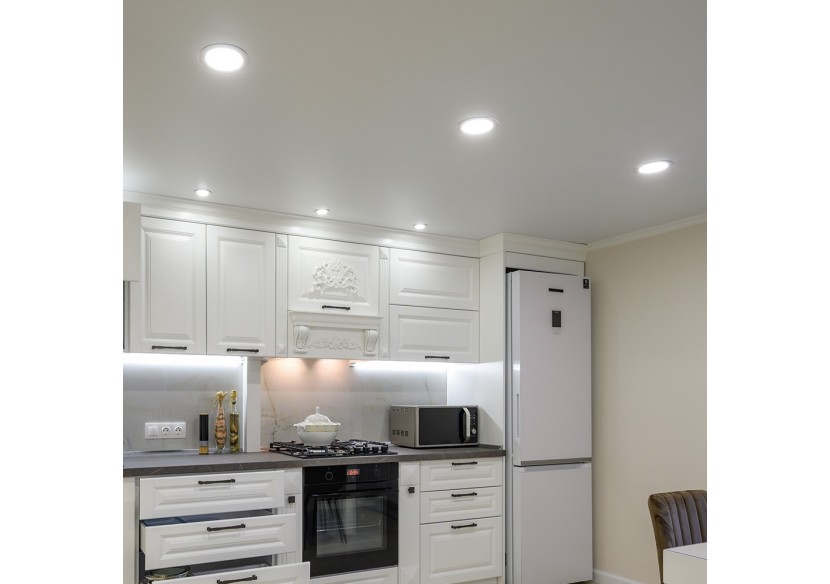 Panneau encastré LED diamètre 128mm Blanc, 470 lm, Blanc froid - BP01-60630 - Braytron