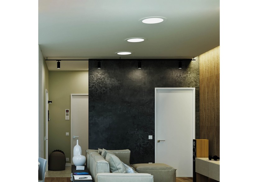 Panneau encastré LED diamètre 146mm Blanc, 790 lm, Blanc Chaud - BP01-60900 - Braytron