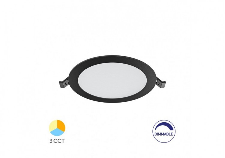 Panneau encastré LED diamètre 170mm Noir, 1120 lm, Variation de blancs - BP01-91281 - Braytron