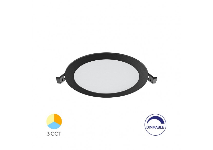 Panneau encastré LED diamètre 170mm Noir, 1120 lm, Variation de blancs - BP01-91281 - Braytron