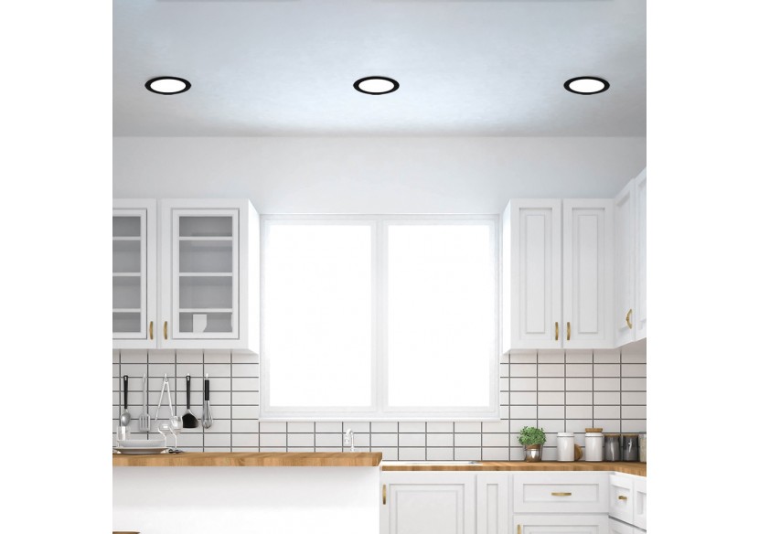 Panneau encastré LED diamètre 229mm Noir, 1800 lm, Blanc Chaud - BP01-91801 - Braytron