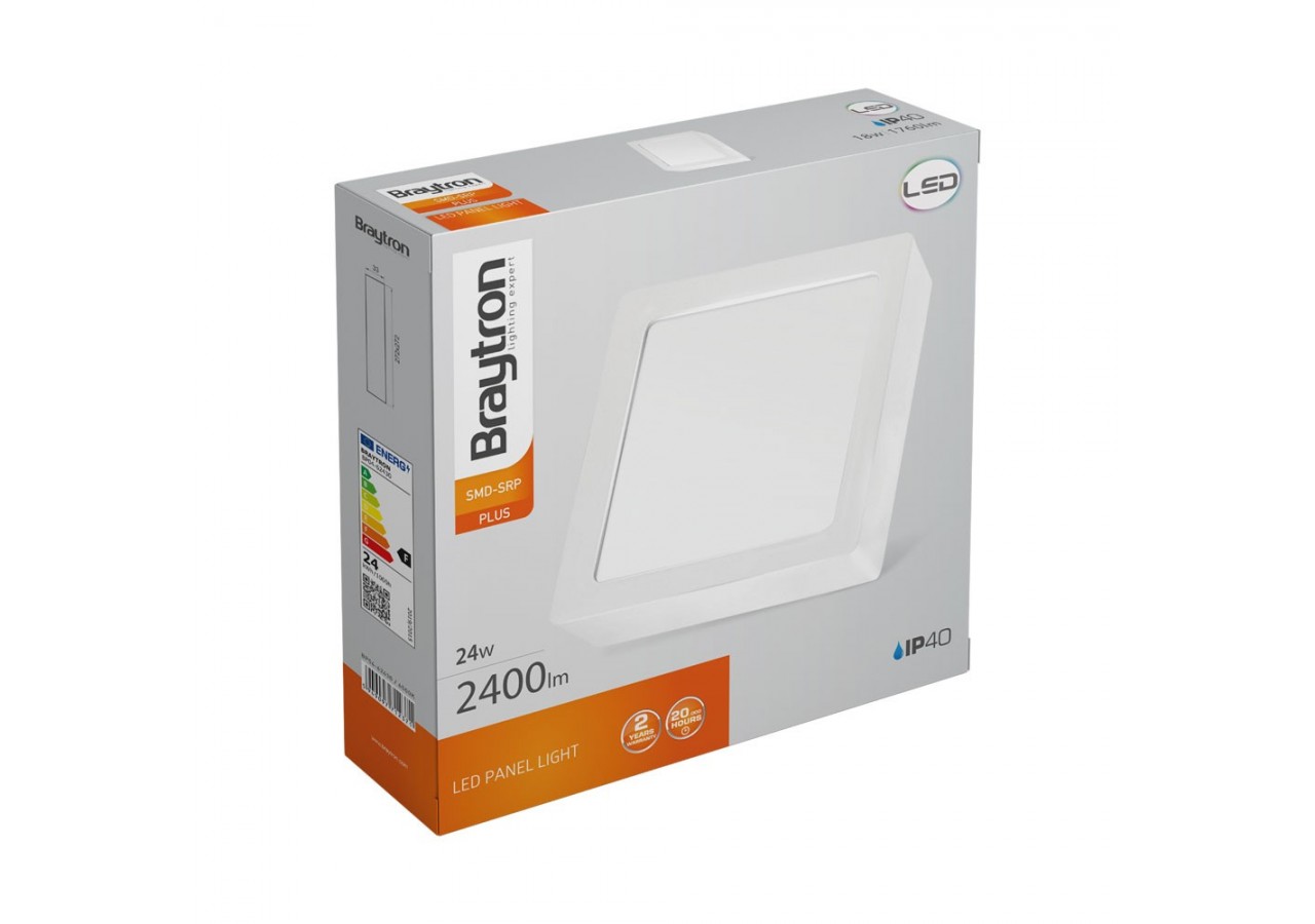 Panneau en applique LED 272x272mm Blanc, 2400 lm, Blanc froid - BP04-62430 - Braytron