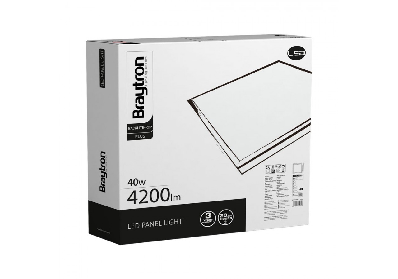 Panneau encastré LED 595mm Blanc, 4200 lm, Blanc froid - BP27-36630 - Braytron