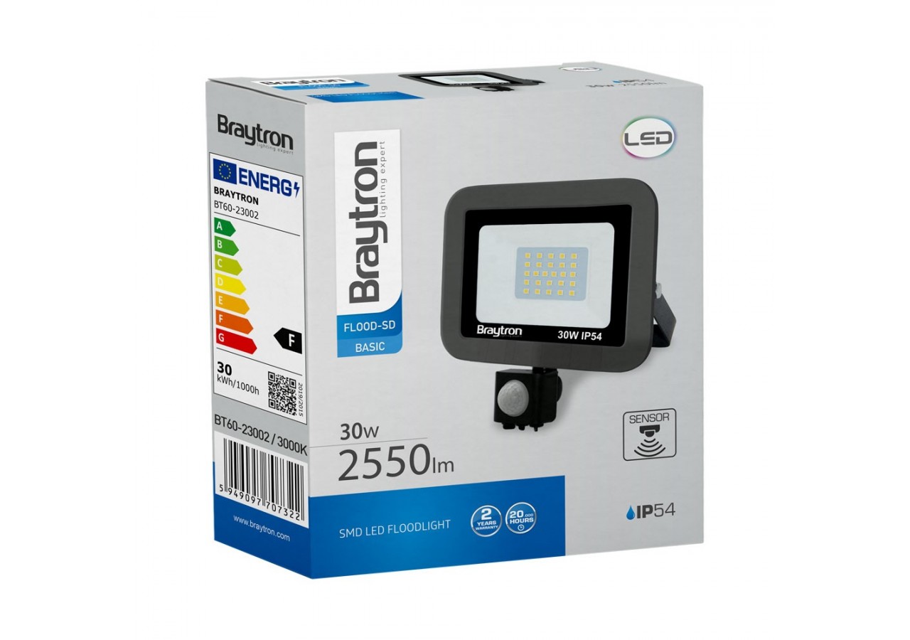 Projecteur LED 160mm Gris, 2550 lm, Blanc Chaud - BT60-23002 - Braytron