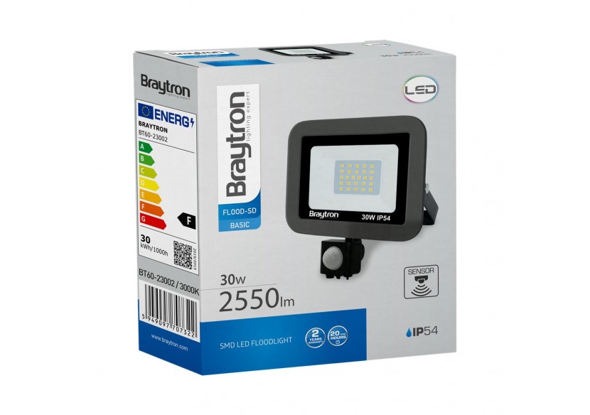 Projecteur LED 160mm Gris, 2550 lm, Blanc Chaud - BT60-23002 - Braytron