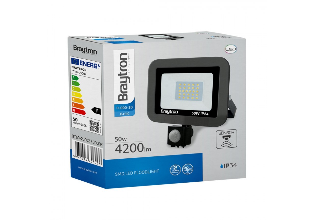 Projecteur LED 205mm Gris, 4200 lm, Blanc Chaud - BT60-25002 - Braytron