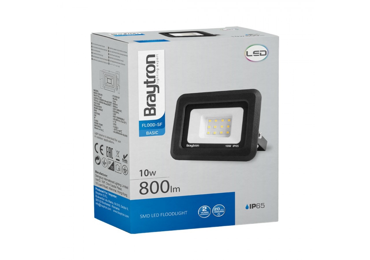 Projecteur LED 106mm Noir, 800 lm, Blanc Chaud - BT60-31001 - Braytron