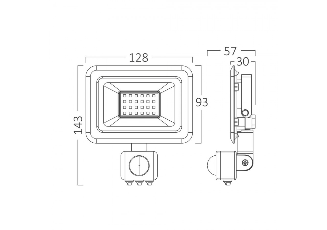 Projecteur LED 128mm Noir, 1620 lm, Blanc froid - BT60-42031 - Braytron