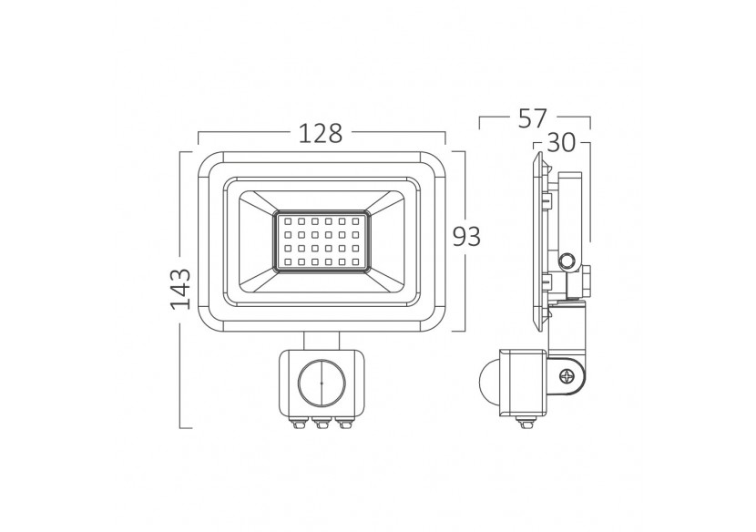 Projecteur LED 128mm Noir, 1620 lm, Blanc froid - BT60-42031 - Braytron