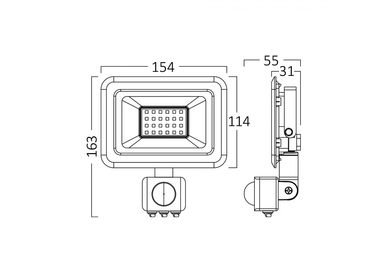 Projecteur LED 154mm Noir, 2550 lm, Blanc froid - BT60-43031 - Braytron