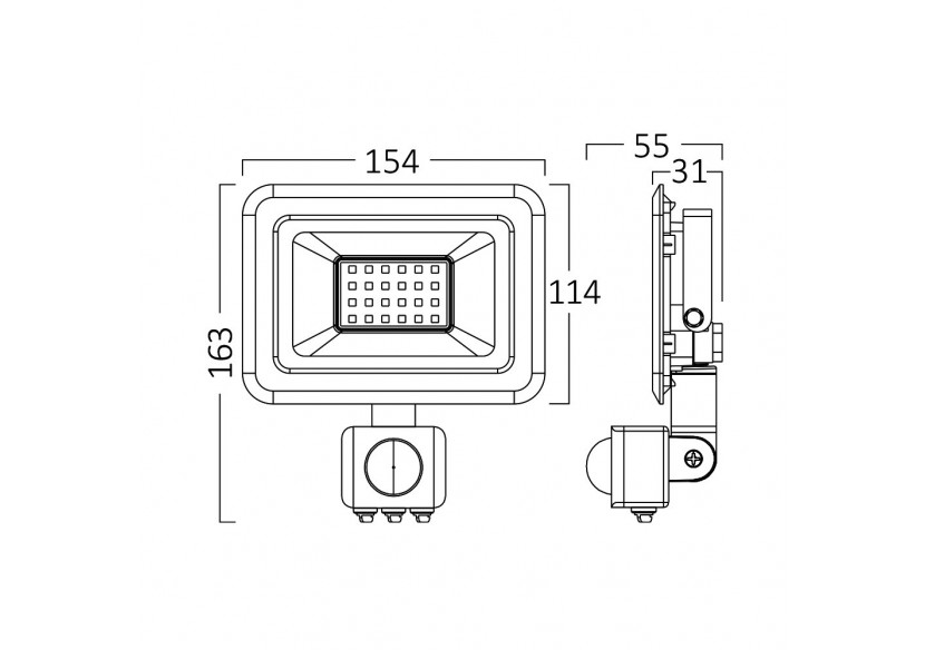 Projecteur LED 154mm Noir, 2550 lm, Blanc froid - BT60-43031 - Braytron