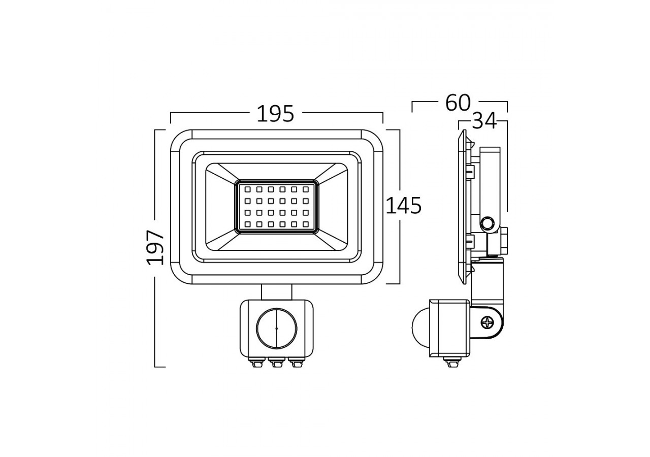 Projecteur LED 195mm Noir, 4200 lm, Blanc froid - BT60-45031 - Braytron