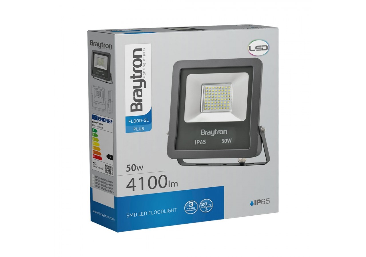 Projecteur LED 200mm Gris, 4100 lm, Blanc neutre - BT61-05012 - Braytron