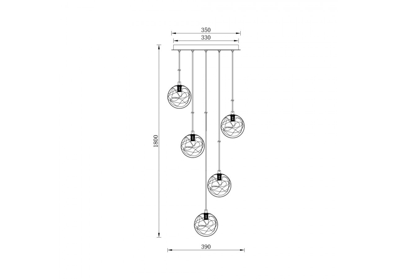 Suspension Glass CRY Or, 5xG9 - BV01-00023 - Braytron