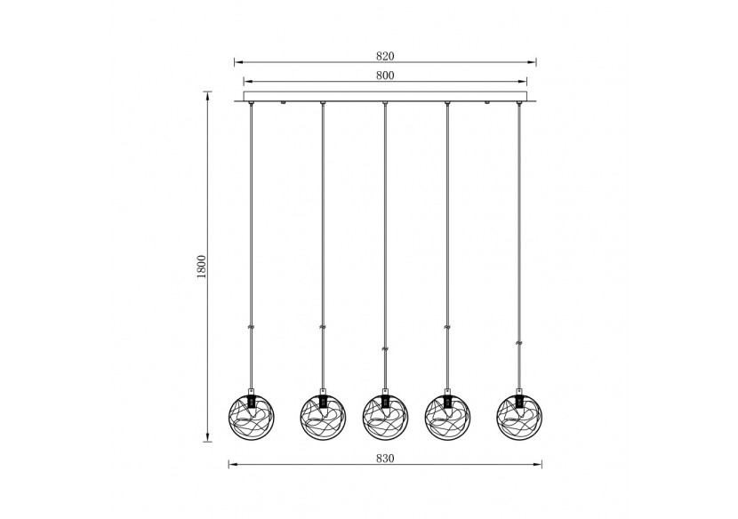 Suspension Glass CRY Or, 5xG9 - BV01-00024 - Braytron