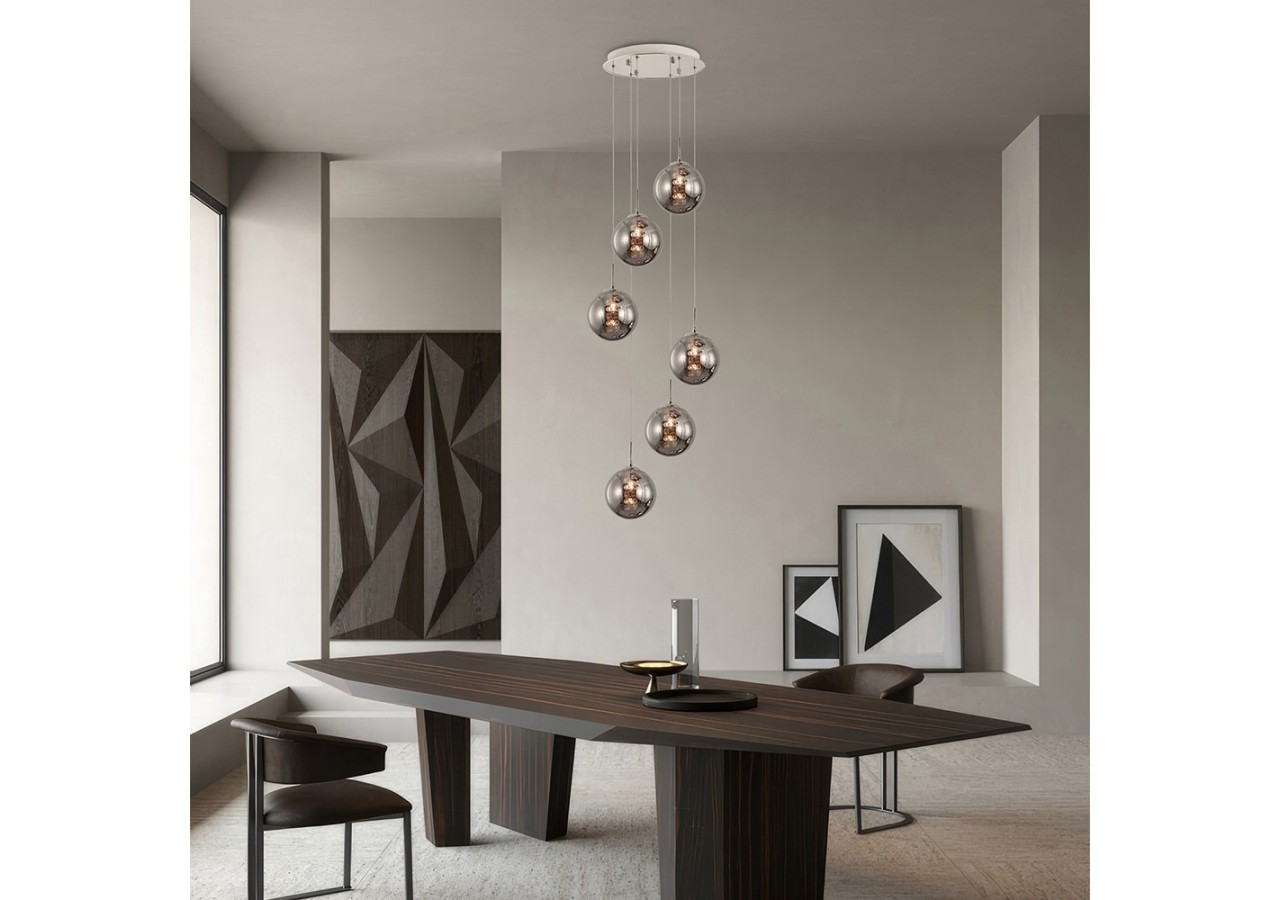 Suspension Glass CLR Smoky, 6xG9 - BV01-00032 - Braytron