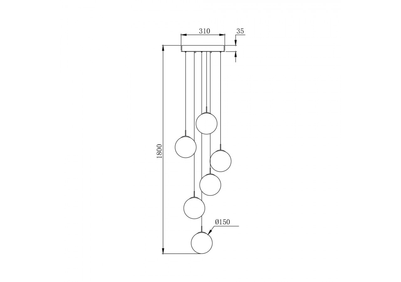 Suspension Glass CLR Smoky, 6xG9 - BV01-00032 - Braytron