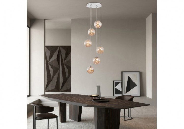 Suspension Glass CLR Amber, 6xG9 - BV01-00036 - Braytron 2