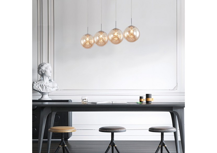 Suspension Glass CLR Amber, 4xG9 - BV01-00037 - Braytron